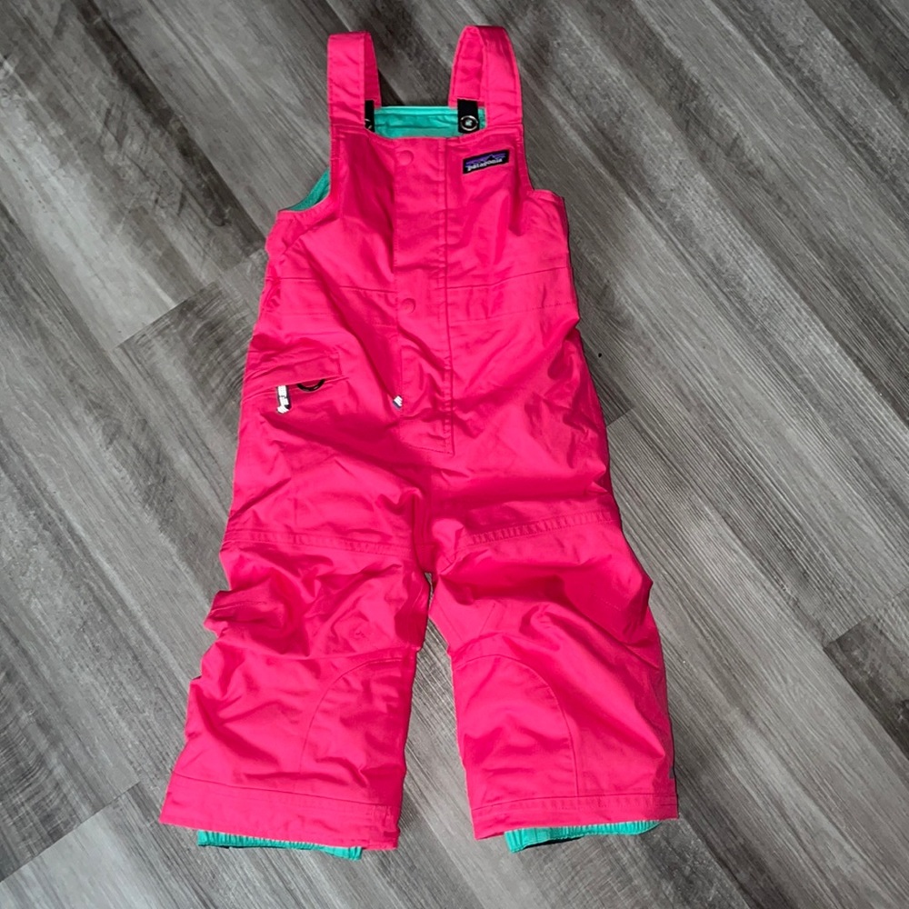 Patagonia 2T pink snowsuit bibs girls toddler winter sledding adjustable
